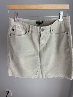 Dear John Light Cream Corduroy Mini Skirt